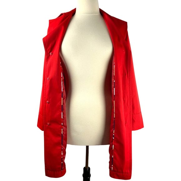 Michael, Michael Kors Red Hooded Trench Jacket, Women's Size Medium - Picture 6 of 16